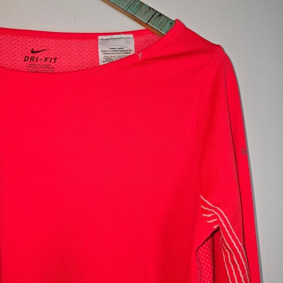 Nike Dri-fit Neon Orange Long Sleeve Knit Top Sz M - Picture 4 of 8